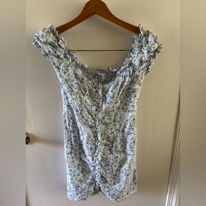 Princess Polly Donna Mini Dress, Blue Floral, size 4